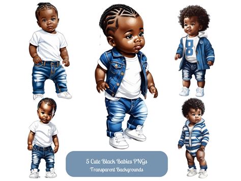 Black Baby Boy PNG Clipart for Wall Art Decor, Birthday Party Invitations, Sublimation and DIY ...