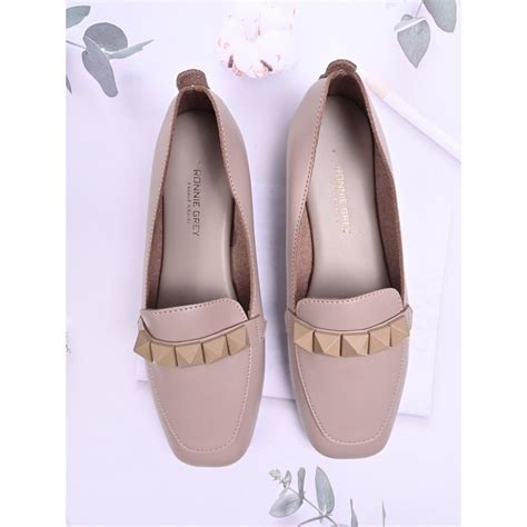 Buy Ronnie Grey Women Nude Embellished Loafers Online