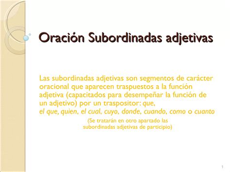 Oración subordinadas adjetivas PPT Descarga Gratuita