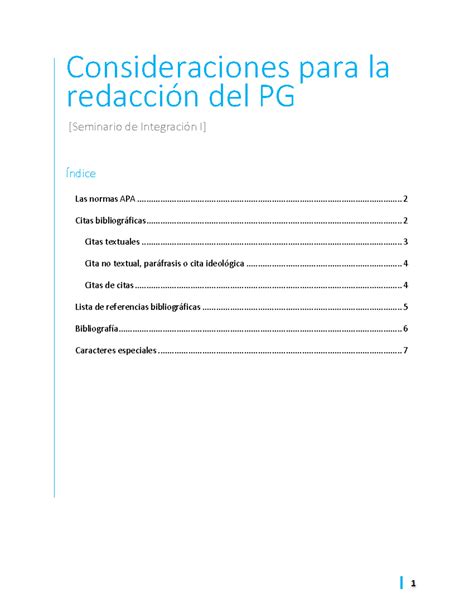 Seminario I Consideraciones para la redacción del PG 1