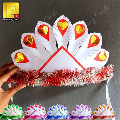 jual mabando bulu merak karnaval bando tari hiasan kepala merah