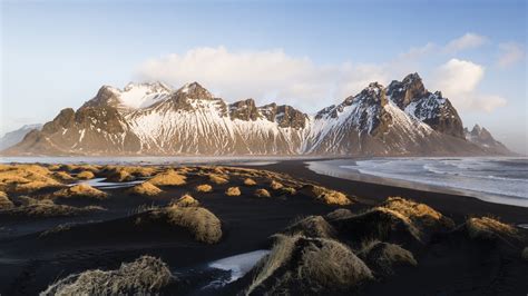 Wallpaper Id Mountain Hofn Lagoon Vestrahorn Sunset