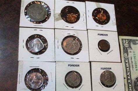 Collection of vintage foreign coins currency featuring 1904 Haitian ...