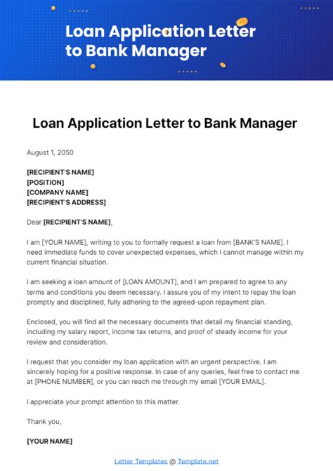 Loan Application Letter To Bank Manager Template Edit Online And Download Example