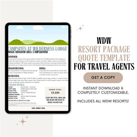 Travel Agent Vacation Package Quote Template WDW Travel Agent