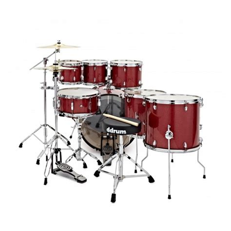 DDrum D2 Batterie 7 Fûts 22 avec Cymbales Paiste Red Sparkle