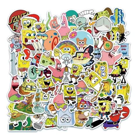 Bob Esponja Pack Stickers Holograficos A Prueba De Agua Cuotas Sin Interés