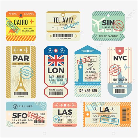 Travel Luggage Tag Vector Art Png Baggage Retro Tags Traveling Old