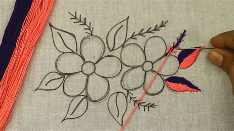 Latest Fantasy Flower Embroidery Design With Checkered Stitch