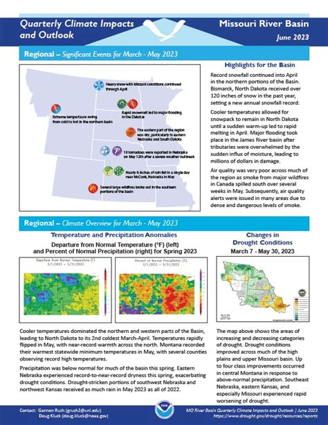 Quarterly Climate Impacts And Outlook For The Missouri River Basin