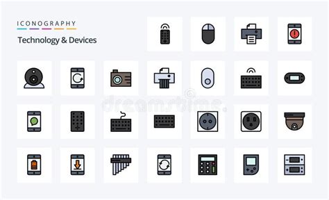 Devices Line Filled Style Icon Pack Stock Vector Illustration Of