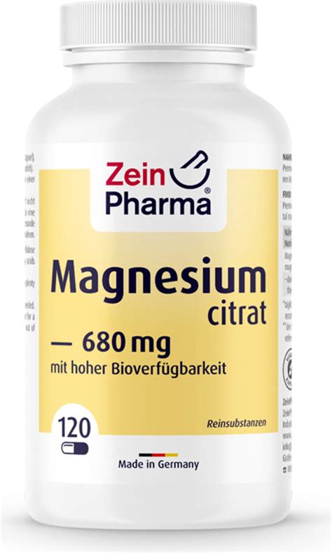 Magnesium Citrat Mg Kapseln Zeinpharma Vitalabo