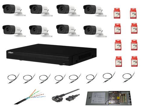 Sistem Supraveghere Complet 8 Camere Hikvision 2MP IR 80m Cu DVR Dahua