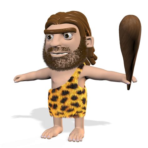 3D Cave Man Neanderthal Cute Cartoon - TurboSquid 1465531