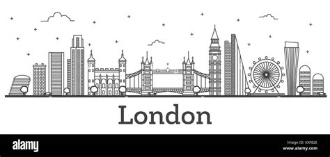 Outline London England City Skyline with Modern Buildings Isolated on ...