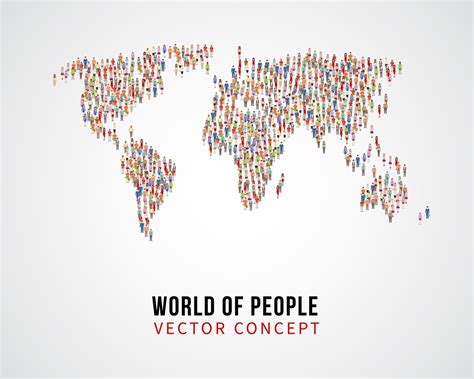 People Global Connection Earth Population On World Map Vector Concept