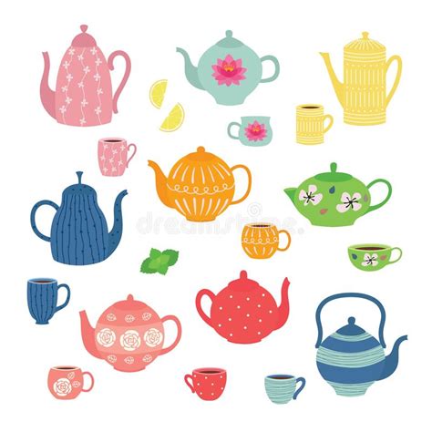 Teapots Isolated Vector Seamless Pattern Gentle Colors Porcelain