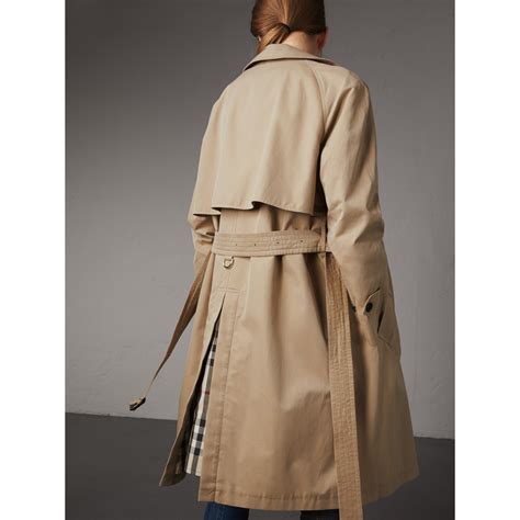 Resin Button Cotton Gabardine Trench Coat In Honey Women Burberry United States