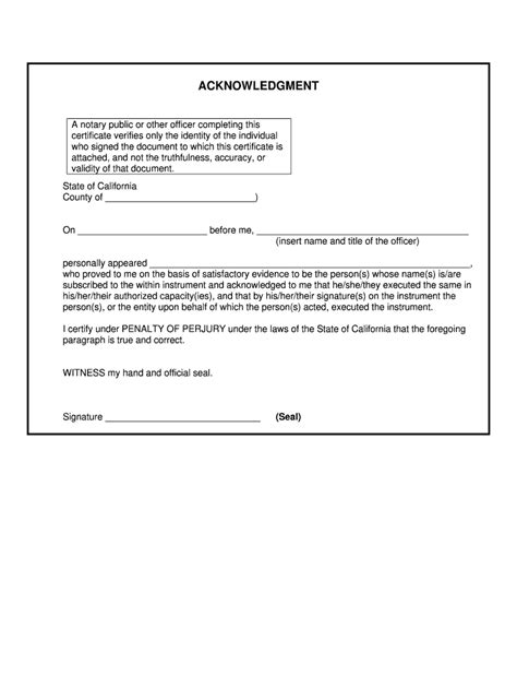 California Acknowledgement Form Fillable Printable Forms Free Online