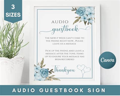 Audio Guestbook Sign Template Editable Telephone Guestbook Sign