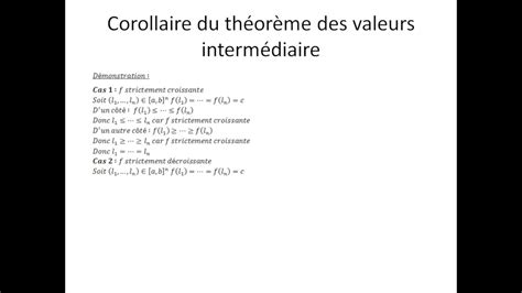 Corollaire du théorème des valeurs intermédiaires YouTube