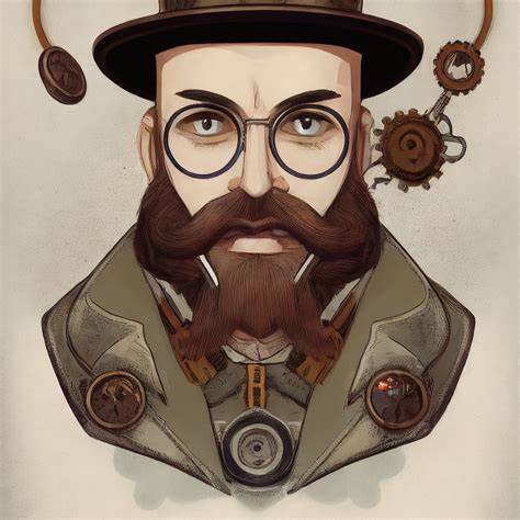 Krea Ai A Bald Bearded Man In Steampunk Glasses Detailed