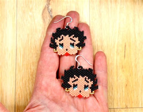 Betty Boop Earrings Beaded Betty Boop Earrings Miyuki Etsy