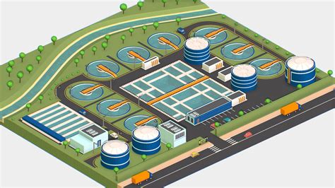 3d Model Isometric Water Treatment Plant Large Size Vr Ar Low Poly Cgtrader