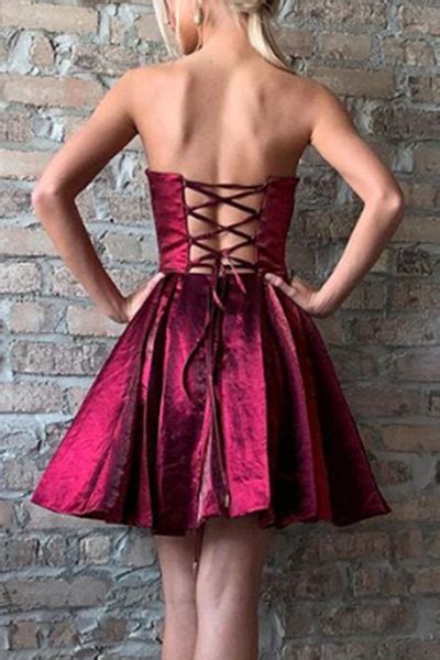 Macloth Strapless Mini Prom Homecoming Dress Red Silver Cocktail Party