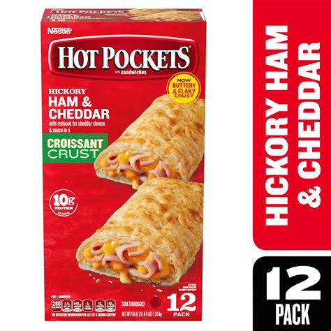Hot Pockets Hickory Ham Cheddar Croissant Crust Frozen Snacks Oz Walmart Walmart