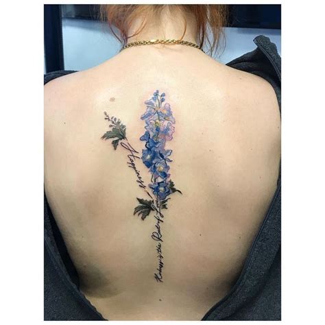 My First Tattoo A Blue Delphinium Done By Kaitlin At Evolvink In