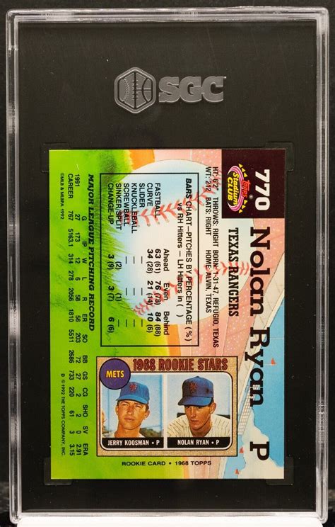 NOLAN RYAN 1992 Topps Stadium Club 770 SGC 10 GEM MINT HOF Values MAVIN