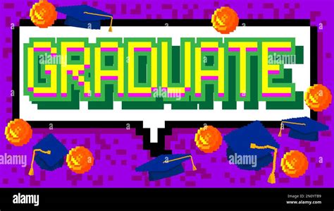 Graduado palabra pixelada con fondo gráfico geométrico Vector