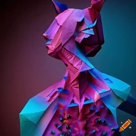 Extravagant And Intricate Origami Figures With Cinematic Lighting On