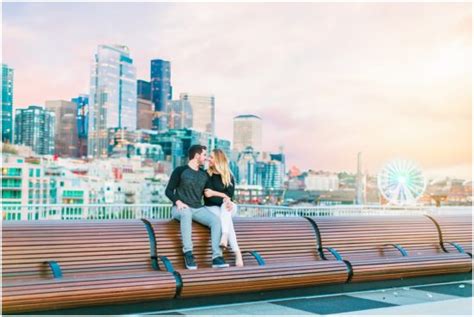 Sunset Downtown Seattle Engagement Ryan And Darion