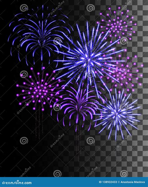 Glowing Collection Purple And Blue Firework Light Effects Isolated On