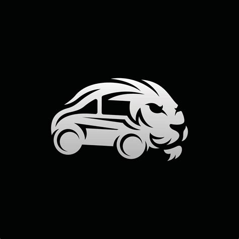 Lion with Car silhouette style modern logo, design illustration on ...