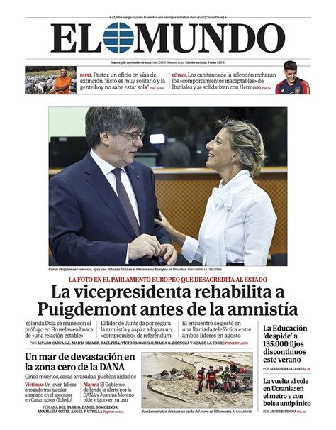 Portada De EL MUNDO Del Martes 5 De Septiembre De 2023 Medios