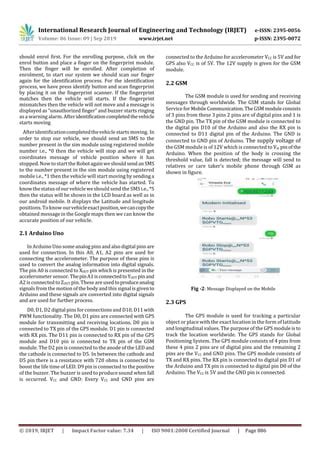 Irjet Vehicle Theft Information And Tracking Using Iot Pdf