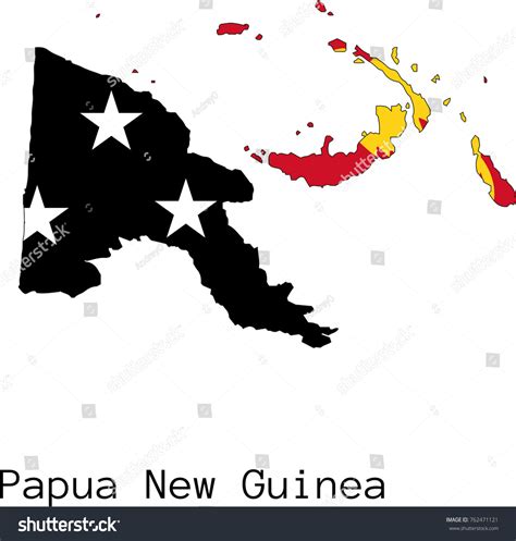 Vector Papua New Guinea Map Silhouette Painted Royalty Free Stock