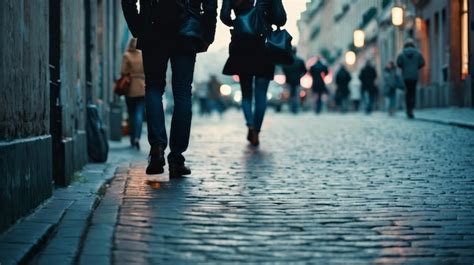 Premium Photo Couple Walking Down Busy Urban Street