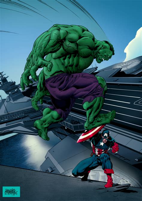 Hulk VS Captain America color by garnabiuth on DeviantArt