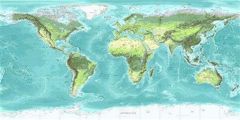 Detailed Physical World Map Equirectangular Projection 26188533 Vector