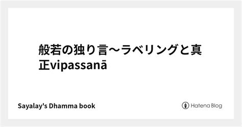 般若の独り言～ラベリングと真正vipassanā 南伝仏教のdhamma Book