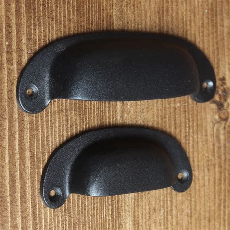 Classic Cast Iron Cup Pull Handle Textured Black Cup Pulls Cast