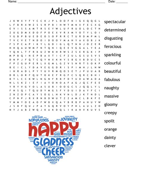 Adjective Word Search Free Printable