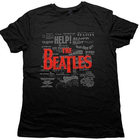 The Beatles Unisex T-Shirt: Titles & Logos (Puff Print) by The Beatles