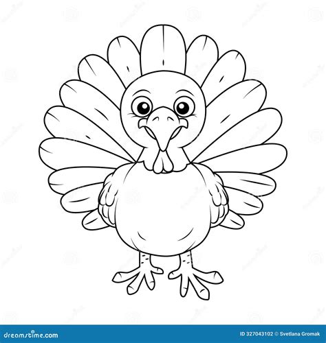 A Cartoon-style Drawing of a Thanksgiving Turkey.Outline Drawing of a ...