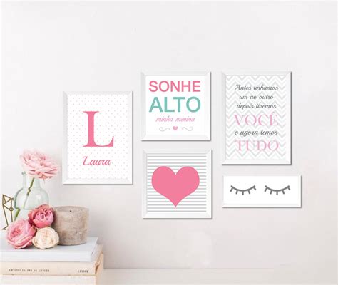 Kit Quadro Infantil Sonhe Alto Minha Menina Elo