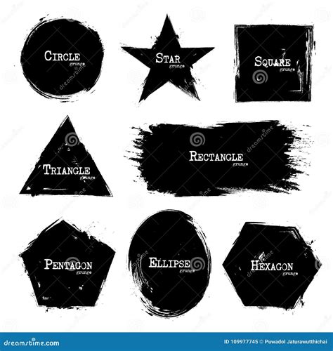 Set Of Geometry Shapes Grunge Style Stock Vector Illustration Of